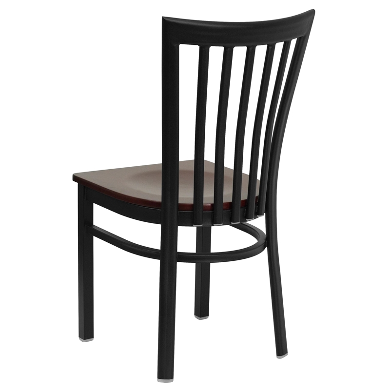 Flash Furniture Hercules Black Back Metal Dining Chair in Mahogany