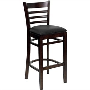 Flash Furniture Hercules Series 31&quot Ladder Back Bar Stool in Walnut