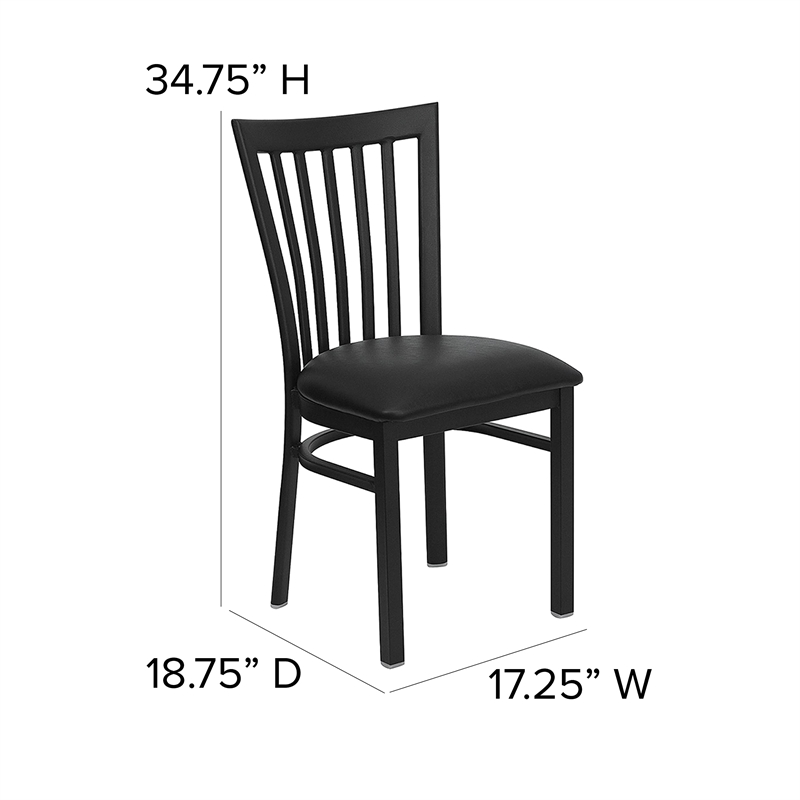 Flash Furniture Hercules School House Back Metal Dining Chair in Black