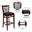 Flash Furniture Wood Restaurant Bar Stool in Black and Mahogany