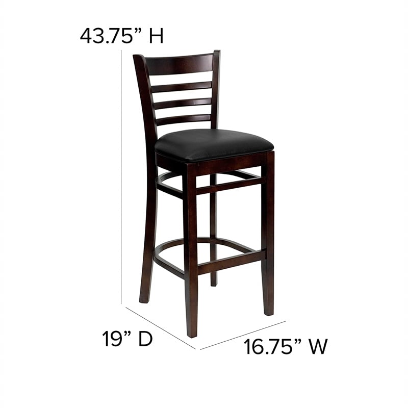 Flash Furniture Wood Restaurant Bar Stool in Black and Mahogany