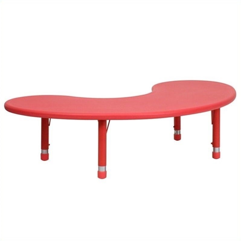 Flash Furniture Height Adjustable Half-moon Activity Table in Red