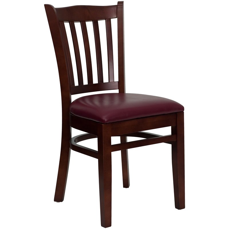 Flash Furniture Hercules Vertical Slat Back Dining Chair in Mahogany