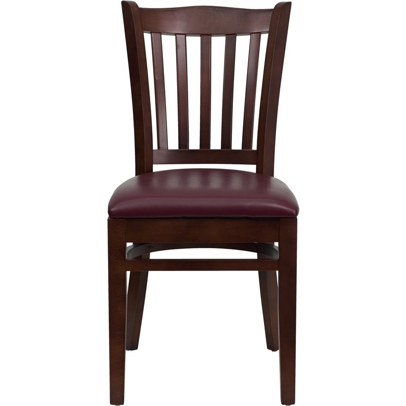 Flash Furniture Hercules Vertical Slat Back Dining Chair in Mahogany
