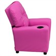 Flash Furniture Vinyl Upholstered Kids Recliner with Cup Holder in Hot Pink