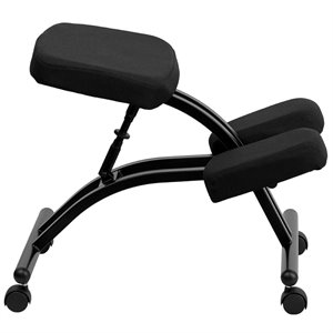 Backless Office Chairs Mobile Ergonomic Kneeling Office Chair In Black Fabric
