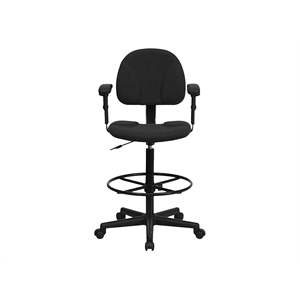 Flash Furniture Patterned Ergonomic Drafting Chair in Black with Arms