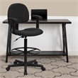 Flash Furniture Patterned Ergonomic Drafting Chair in Black with Arms