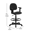 Flash Furniture Patterned Ergonomic Drafting Chair in Black with Arms