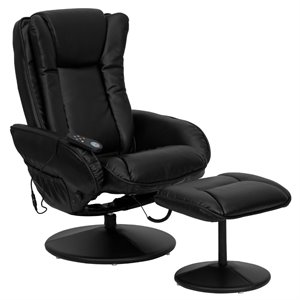 flash furniture massaging black recliner and ottoman with wrapped base