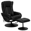 Flash Furniture Massaging Black Recliner and Ottoman with Wrapped Base