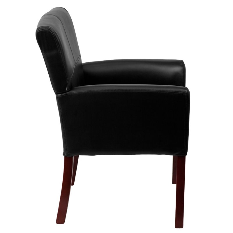 Flash Furniture Leather Executive Side Guest Chair in Black and Mahogany