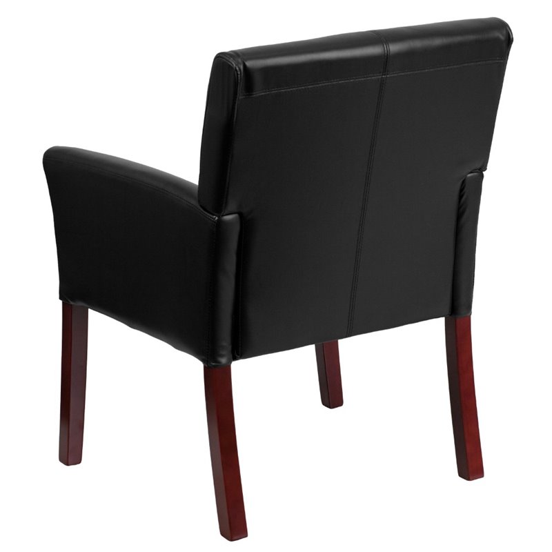 Flash Furniture Leather Executive Side Guest Chair in Black and Mahogany