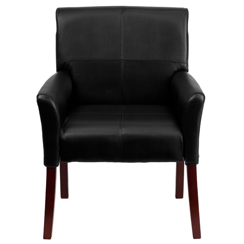 Flash Furniture Leather Executive Side Guest Chair in Black and Mahogany