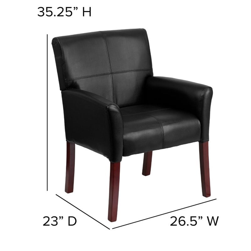 Flash Furniture Leather Executive Side Guest Chair in Black and Mahogany