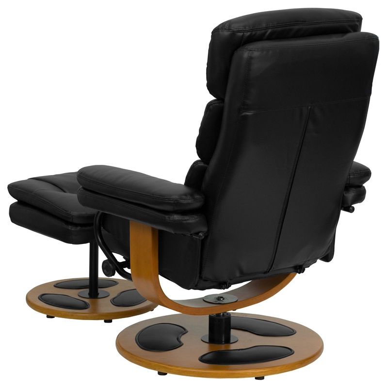 Flash Furniture Contemporary Black Recliner and Ottoman with Base