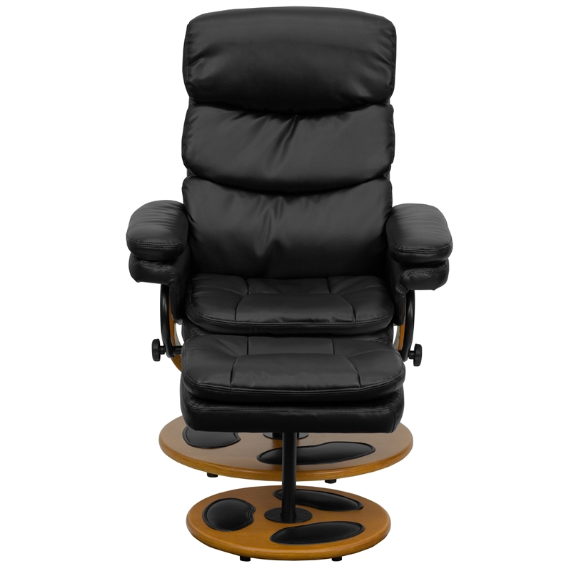 Flash Furniture Contemporary Black Recliner and Ottoman with Base