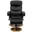 Flash Furniture Contemporary Black Recliner and Ottoman with Base