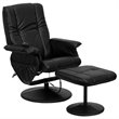 Flash Furniture Massaging Heat Controlled  Recliner and Ottoman in Black