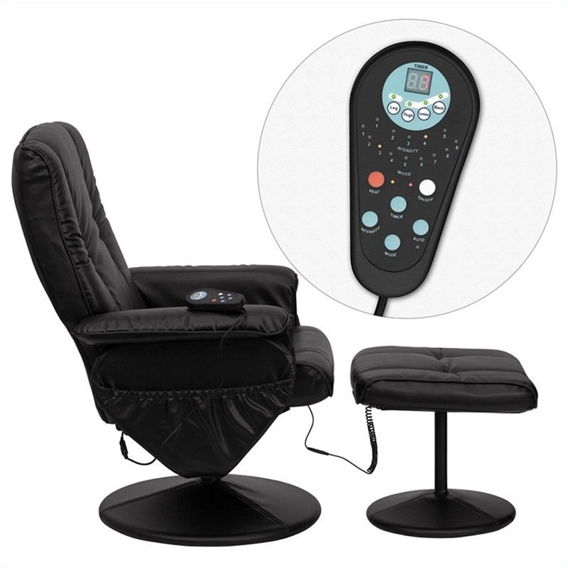 Flash Furniture Massaging Heat Controlled  Recliner and Ottoman in Black