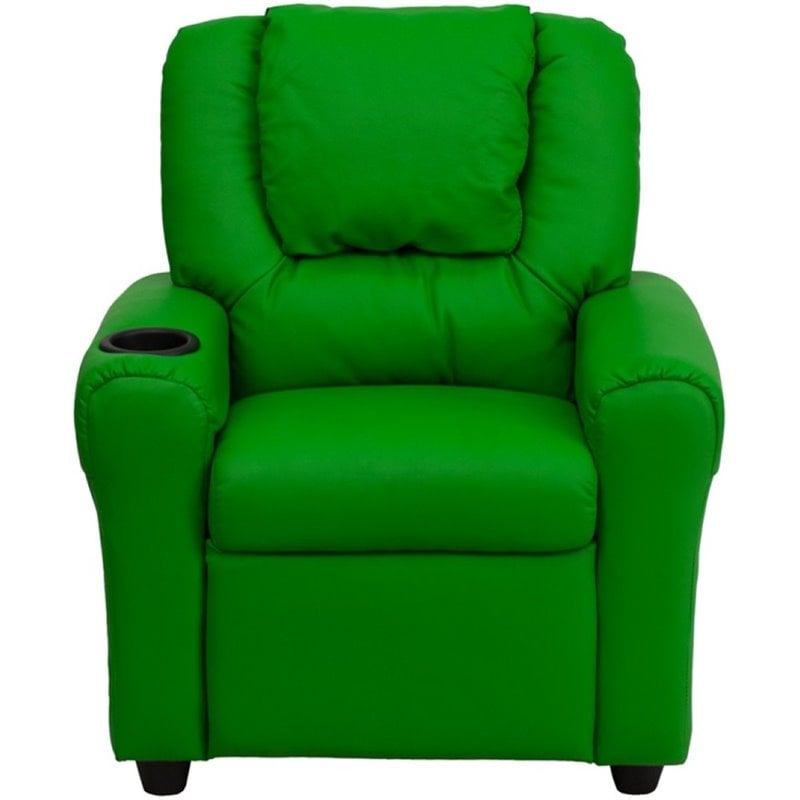 Flash Furniture Vinyl Recliner with Cup Holder and Headrest in Green