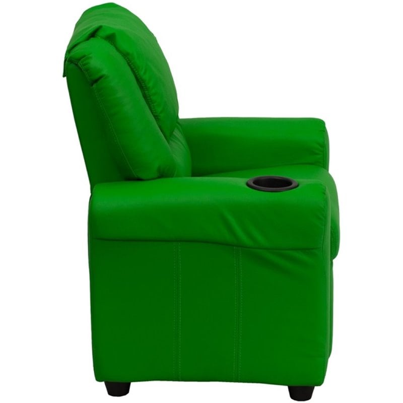 Flash Furniture Vinyl Recliner with Cup Holder and Headrest in Green