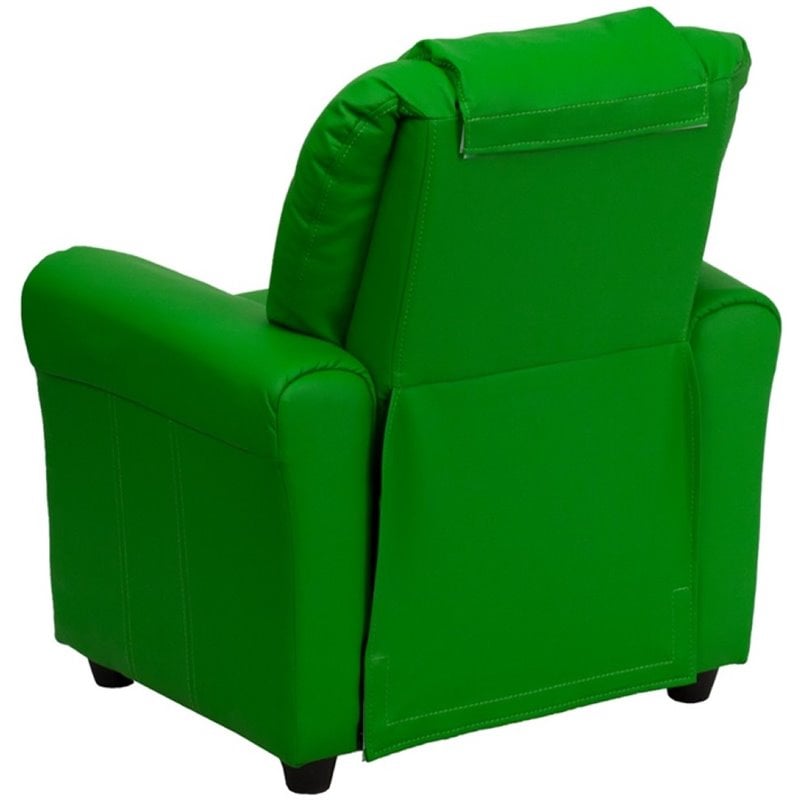 Flash Furniture Vinyl Recliner with Cup Holder and Headrest in Green