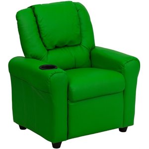 flash furniture contemporary faux leather kids recliner with cup holder arm