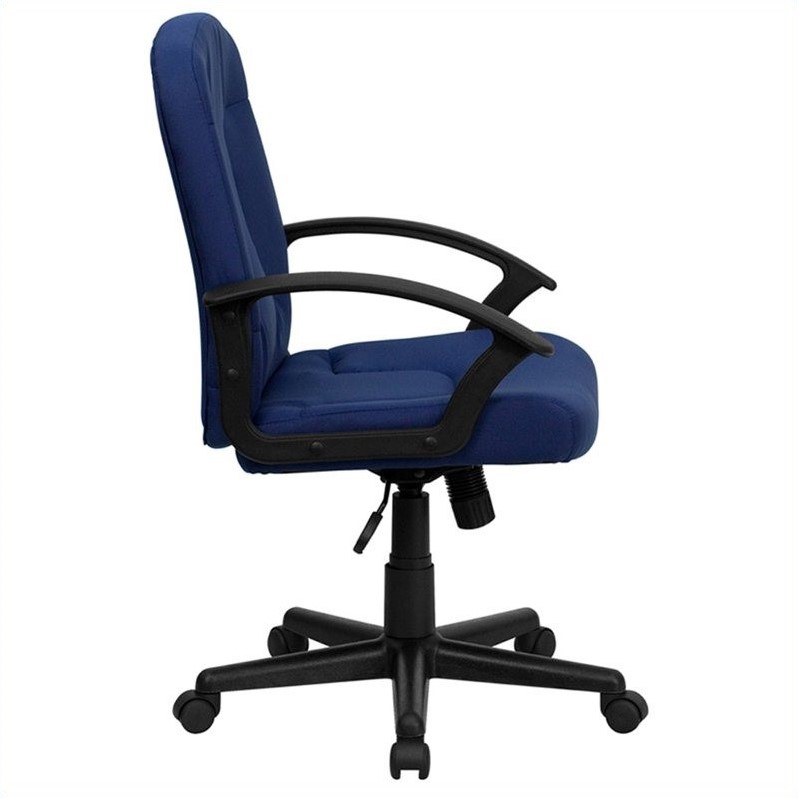 Flash Furniture Mid Back Office Chair with Nylon Arms in Navy Cymax