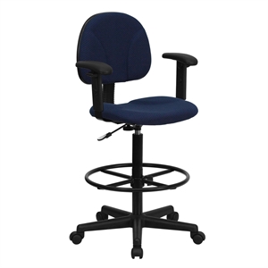 Flash Furniture Patterned Ergonomic Drafting Chair in Blue with Arms