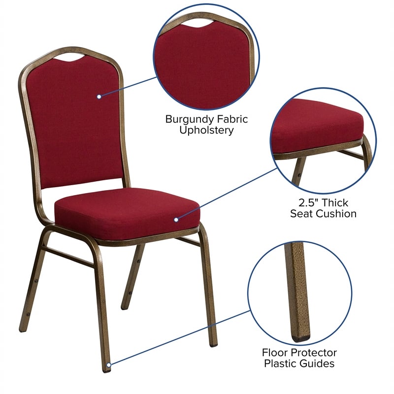 Flash Furniture Hercules Stacking Chair in Burgundy with Crown Back