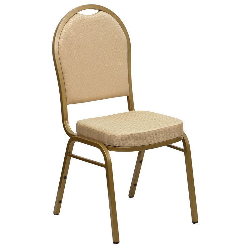 Flash Furniture Hercules Dome Back Banquet Stacking Chair in Beige