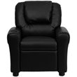 Flash Furniture Leathersoft Recliner with Cup Holder and Headrest in Black