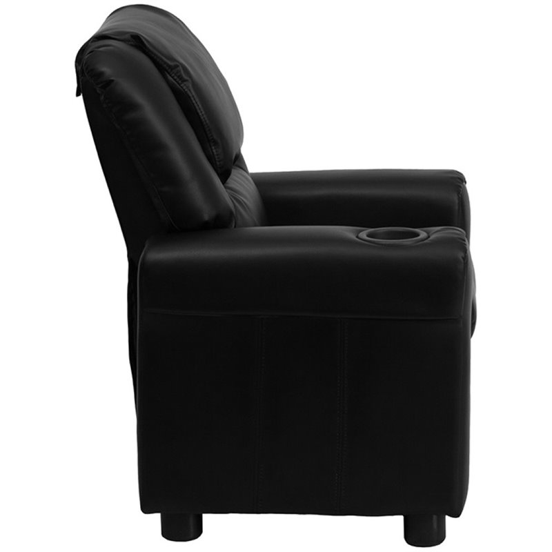 Flash Furniture Leathersoft Recliner with Cup Holder and Headrest in Black