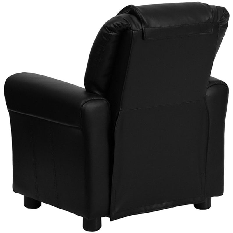 Flash Furniture Leathersoft Recliner with Cup Holder and Headrest in Black