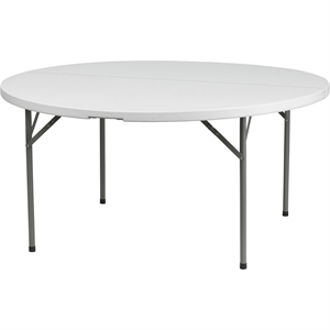 Flash Furniture 60&quot Round Plastic Folding Table in Granite White