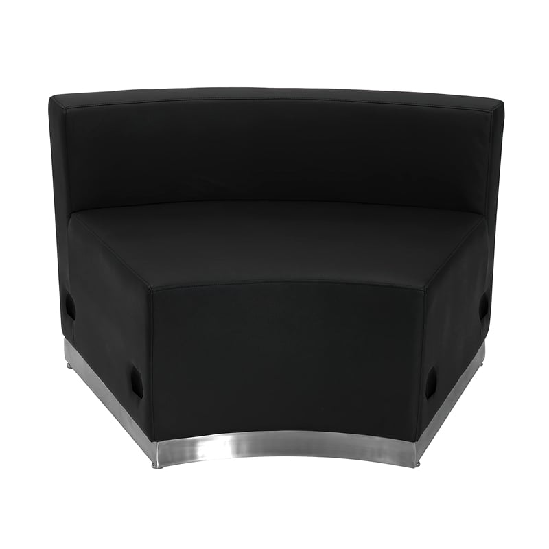 Flash Furniture Hercules Alon Leather Concave Armless Chair in Black