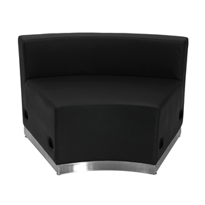 Flash Furniture Hercules Alon Leather Concave Armless Chair in Black