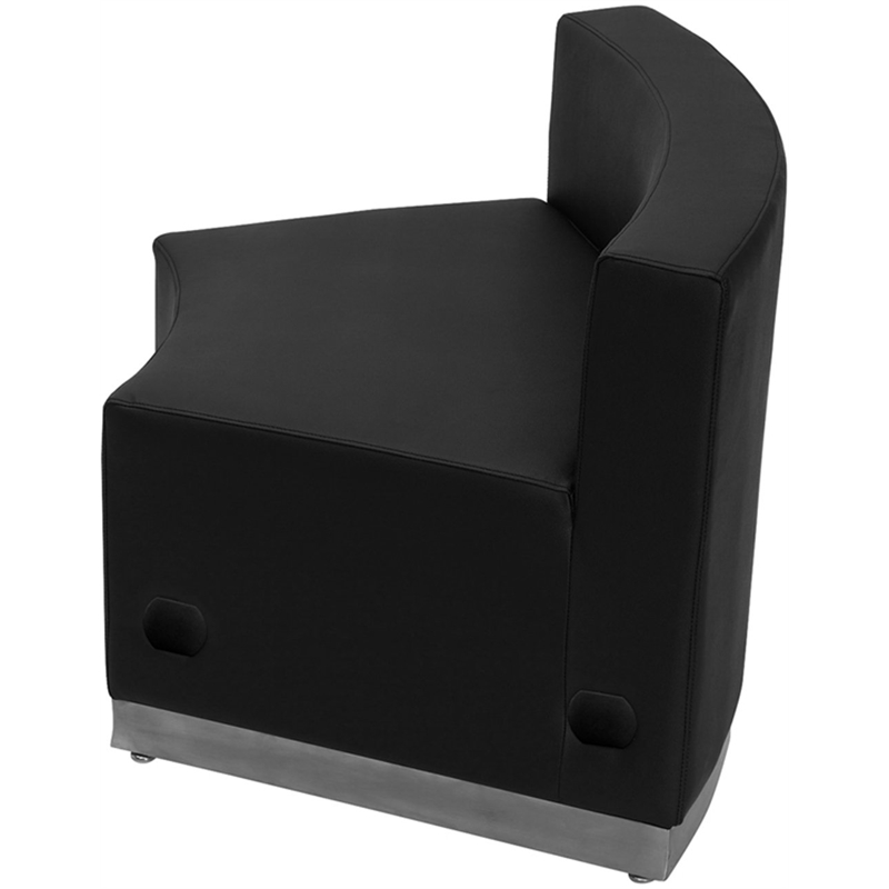 Flash Furniture Hercules Alon Leather Concave Armless Chair in Black