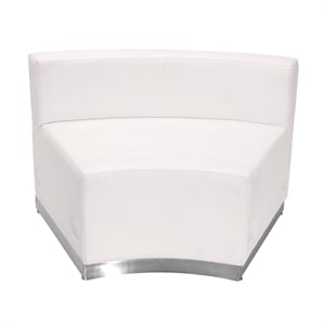 Flash Furniture Hercules Alon Leather Concave Armless Chair in Melrose White