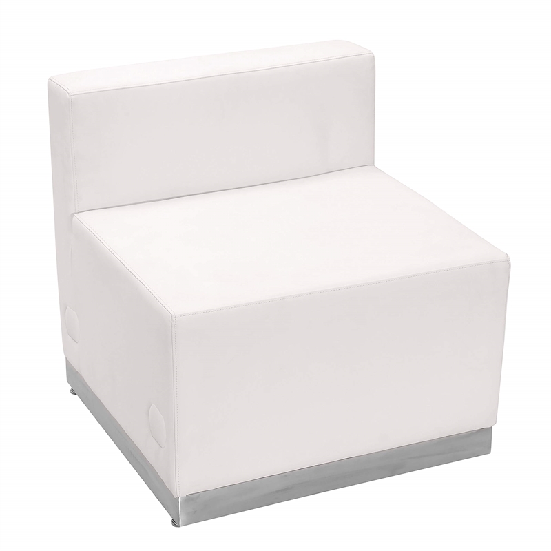 Flash Furniture Hercules Alon Leather Armless Chair in Melrose White