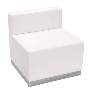 Flash Furniture Hercules Alon Leather Armless Chair in Melrose White