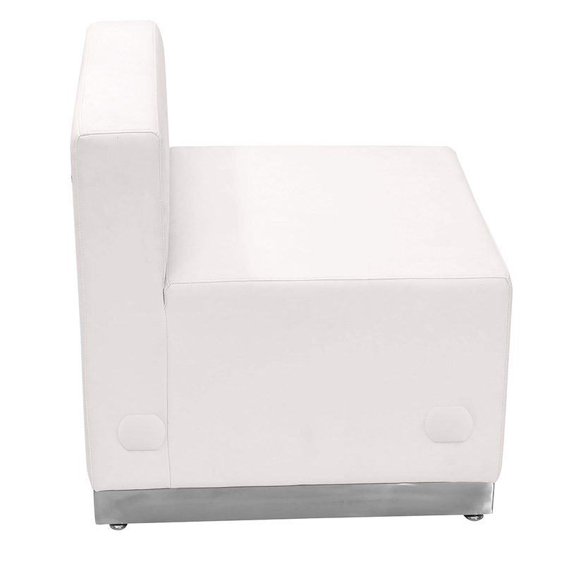 Flash Furniture Hercules Alon Leather Armless Chair in Melrose White