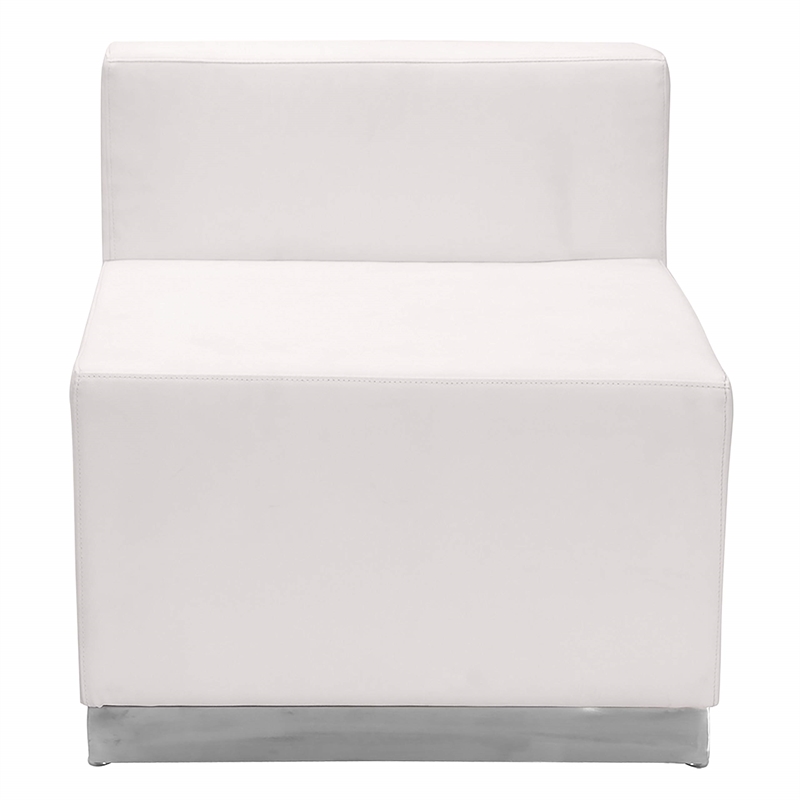 Flash Furniture Hercules Alon Leather Armless Chair in Melrose White