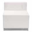 Flash Furniture Hercules Alon Leather Armless Chair in Melrose White