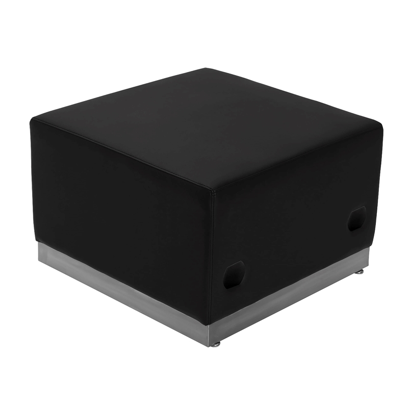 Flash Furniture Hercules Alon Steel Base Ottoman in Black