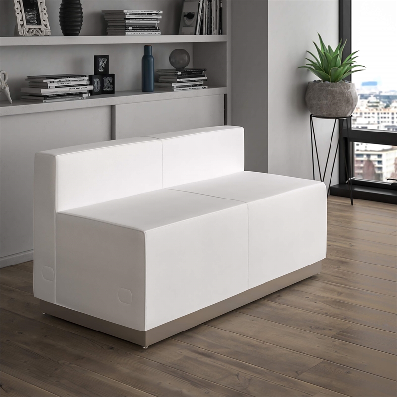 Flash Furniture Hercules Alon Steel Base Loveseat in White