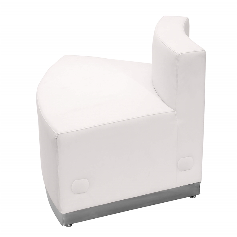 Flash Furniture Hercules Alon Leather Convex Armless Chair in Melrose White