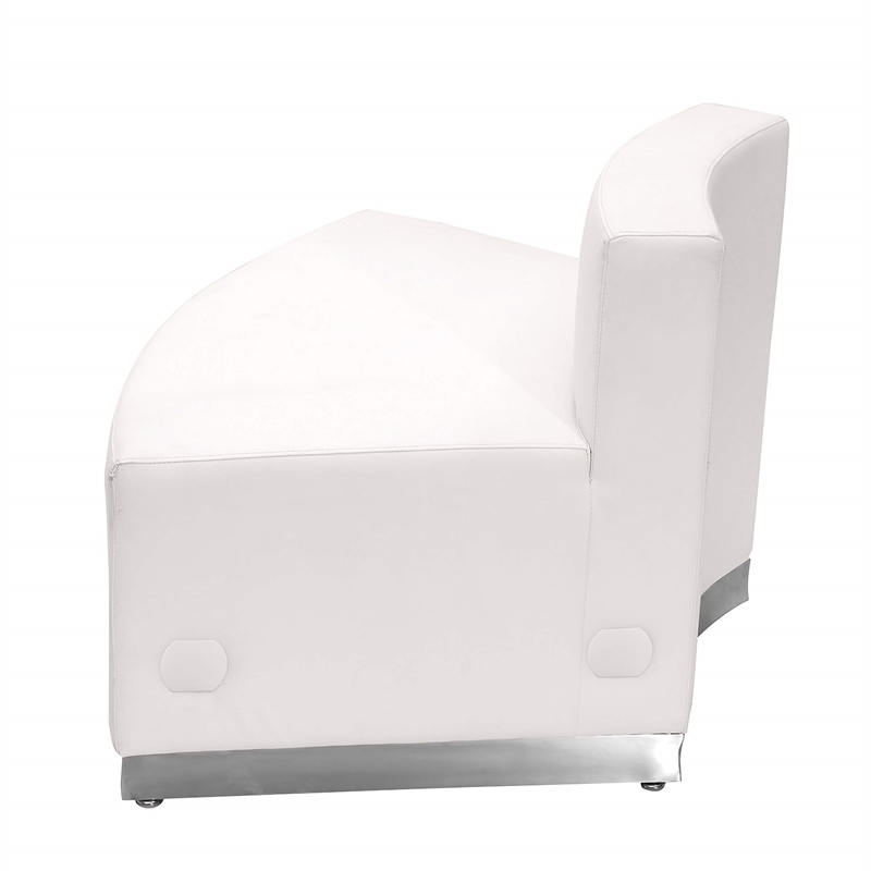 Flash Furniture Hercules Alon Leather Convex Armless Chair in Melrose White