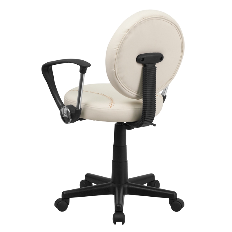 Flash Furniture Baseball Office Swivel Chair with Arms in Cream